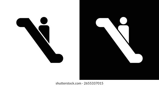 Colección de símbolo de icono de escalera mecánica. Vector plano ilustración de stock.