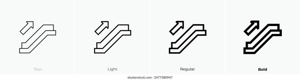 Escalator up icon. Thin, Light Regular And Bold style design isolated on white background