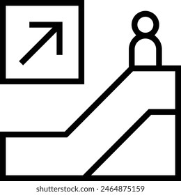icono de escalera mecánica. Diseño de estilo lineal delgado aislado sobre fondo blanco