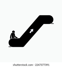 Up Escalator Icon. Transportation between Floors in Highrise Building, Elevator Symbol.