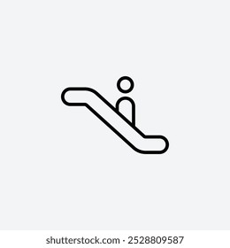 Ícone de escada rolante em três tamanhos de traçado de linha diferentes.