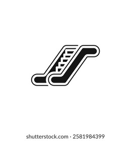 Escalator icon Vector flat thin line illustration