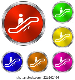 Escalator icon - vector glossy colourful buttons