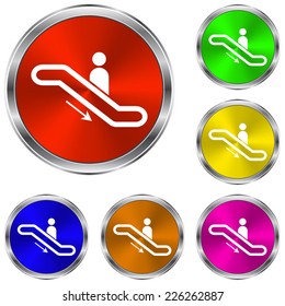 Escalator icon - vector glossy colourful buttons