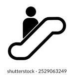 Escalator Icon vector illustration,  Elevator icon isolated, Business concept escalator pictogram, lift symbol, Escalator sign, Elevator sign vector, warning sign isolated, stair symbol.