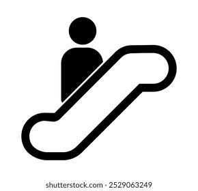 Ilustración vectorial del icono de la escalera mecánica, icono del ascensor aislado, pictograma de la escalera mecánica del concepto del negocio, símbolo de la elevación, señal de la escalera mecánica, Vector de la señal del ascensor, señal de advertencia aislada, símbolo de la escalera.