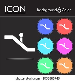Escalator icon vector isolated on six color background.