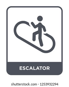 escalator icon vector on white background, escalator trendy filled icons from Hotel and restaurant collection, escalator simple element illustration