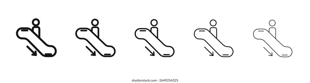 Signo de ilustración de conjunto de contorno de Vector de icono de escalera mecánica
