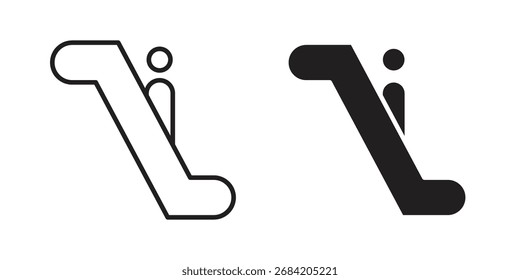 Icono de escalera mecánica para Diseños web. conjunto de iconos de contorno y Clipart