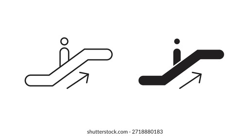 Ícones da escada rolante definidos isolados na ilustração de vetor plano de fundo branco.