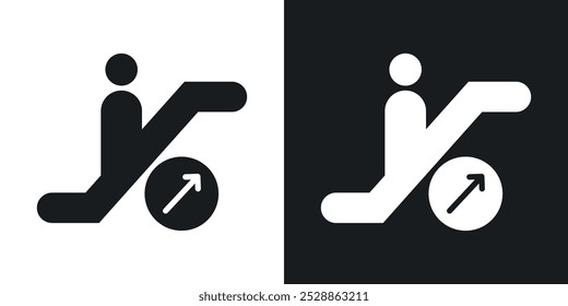 Escalator icons. solid style vector