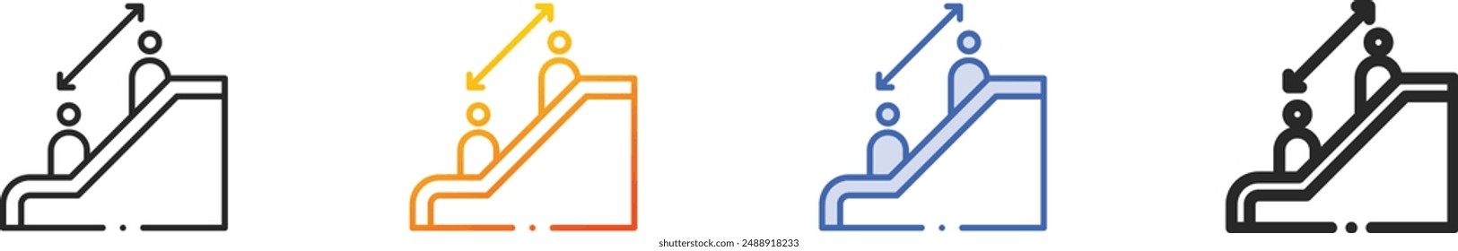 escalator icon.Thin Linear, Gradient, Blue Stroke and bold Style Design Isolated On White Background