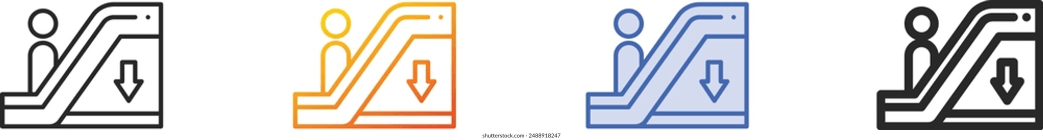 escalator icon.Thin Linear, Gradient, Blue Stroke and bold Style Design Isolated On White Background