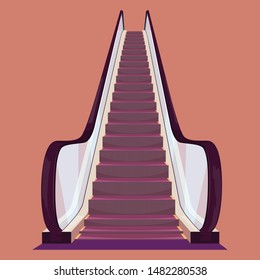 Escalator isolated, flat style cartoon