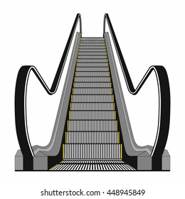 Escalator isolated on white background. Modern architecture stair, lift and elevator, vector illustration