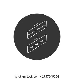 Escalator line white icon in flat style. Vector