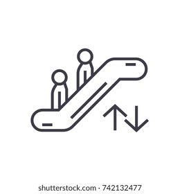 escalator linear icon, sign, symbol, vector on isolated background