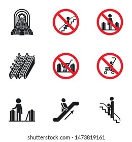 Escalator mall icon set. Simple set of 9 escalator mall vector icons for web design isolated on white background
