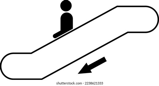 Icono de la silueta que baja. Señales y símbolos del ascensor.