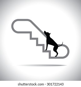 escalator on the black dog vector illustration gray gradient background