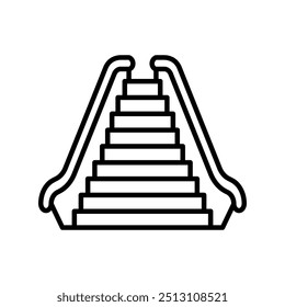 Icono de contorno de escalera mecánica, Ilustración vectorial