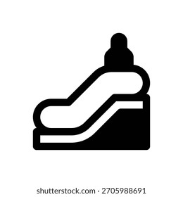 Escalator. Outlined stroke vector icon with black-filled details.