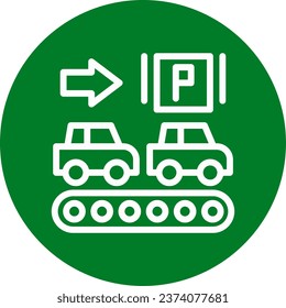 Escalator in parking garage Outline Circle Icon Design