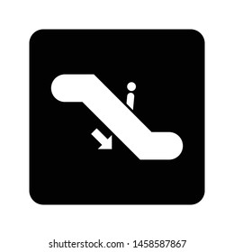 escalator public sign icon. down escalator icon isolated back