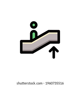 Escalator Up Public Sign Outline Icon Vector Illustration
