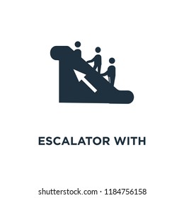 Escalator with Right Arrow icon. Black filled vector illustration. Escalator with Right Arrow symbol on white background. Can be used in web and mobile.