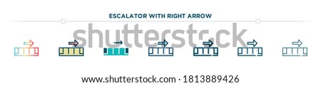 escalator with right arrow icon designed in gradient, filled, two color, thin line and outline style. vector illustration of escalator with right arrow vector icons. can be used for mobile, ui, web
