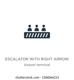 Escalator with right arrow icon vector. Trendy flat escalator with right arrow icon from airport terminal collection isolated on white background. Vector illustration can be used for web and mobile 