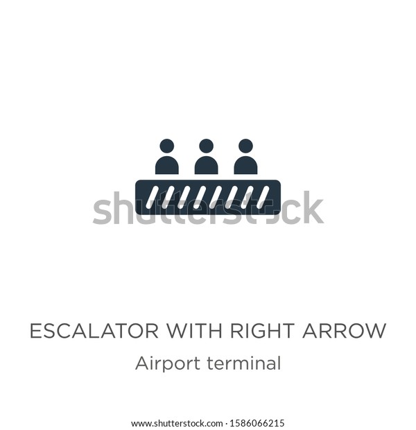 Escalator with right arrow icon vector. Trendy flat\
escalator with right arrow icon from airport terminal collection\
isolated on white background. Vector illustration can be used for\
web and mobile 