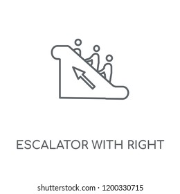 Escalator with Right Arrow linear icon. Escalator with Right Arrow concept stroke symbol design. Thin graphic elements vector illustration, outline pattern on a white background, eps 10.