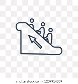 Escalator with Right Arrow vector outline icon isolated on transparent background, high quality linear Escalator with Right Arrow transparency concept can be used web and mobile