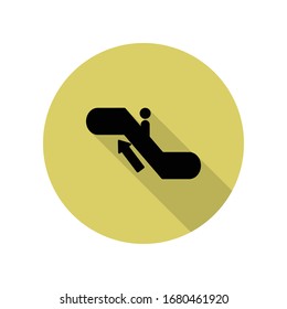 el elevador elevador de la escalera mecánica levanta un icono de sombra larga. Glifo simple, vector plano de iconos del aeropuerto para ui y ux, sitio web o aplicación móvil