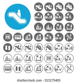 Escalator Safety Icons Set. Illustration EPS10