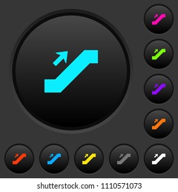 Escalator up sign dark push buttons with vivid color icons on dark grey background