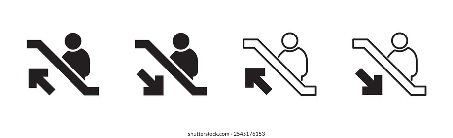 Ilustración de diseño de Vector de logotipo de icono de signo de escalera mecánica Fondo aislado 