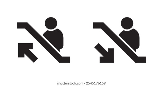 Ilustración de diseño de Vector de logotipo de icono de signo de escalera mecánica Fondo aislado 