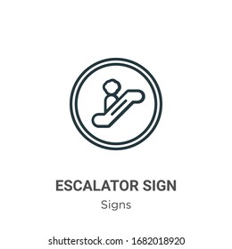 Escalator sign outline vector icon. Thin line black escalator sign icon, flat vector simple element illustration from editable signs concept isolated stroke on white background