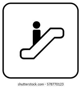 Escalator Sign White. Vector.