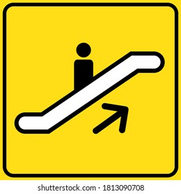 Escalator up sign in yellow background