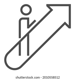 Escalator, square line vector icon