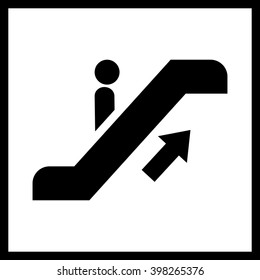 Escalator staircase icon.Vector Escalator staircase icon.Escalator staircase moving up icon isolated.Elevator moving stairs up symbol,sign