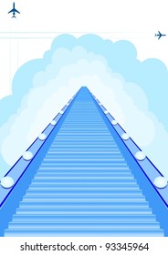 Escalator stretching into the sky. The illustration on a white background.
