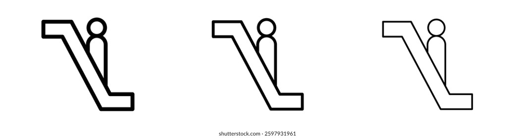 Escalator thin line vector icon set.
