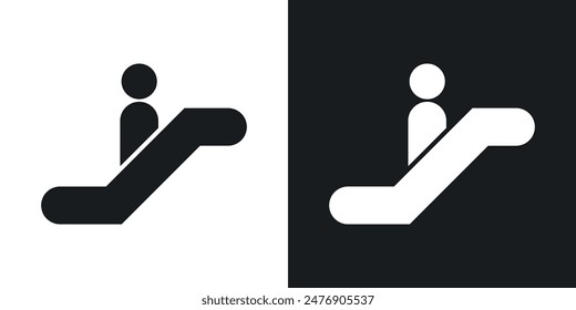 Colección de iconos de Vector fino de escaleras mecánicas.