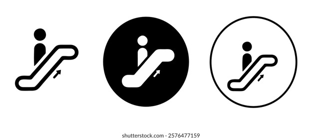 Escalator thin vector icon collection.